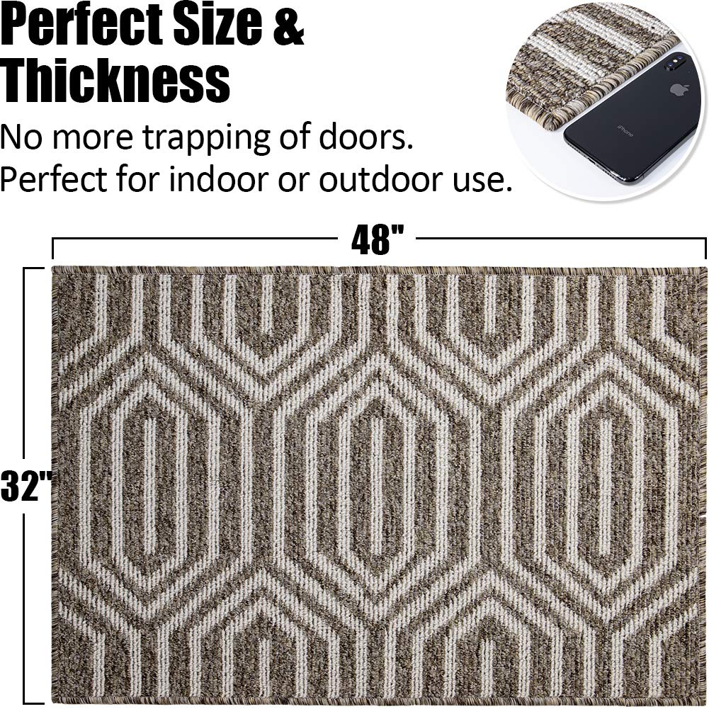 Indoor Doormat 24"x 36", Absorbent Front Back Door Mat Floor Mats, Rubber Backing Non Slip Door Mats Inside Mud Dirt Trapper Entrance Door Rug Carpet, Machine Washable Low Profile-Brown Time Cloister