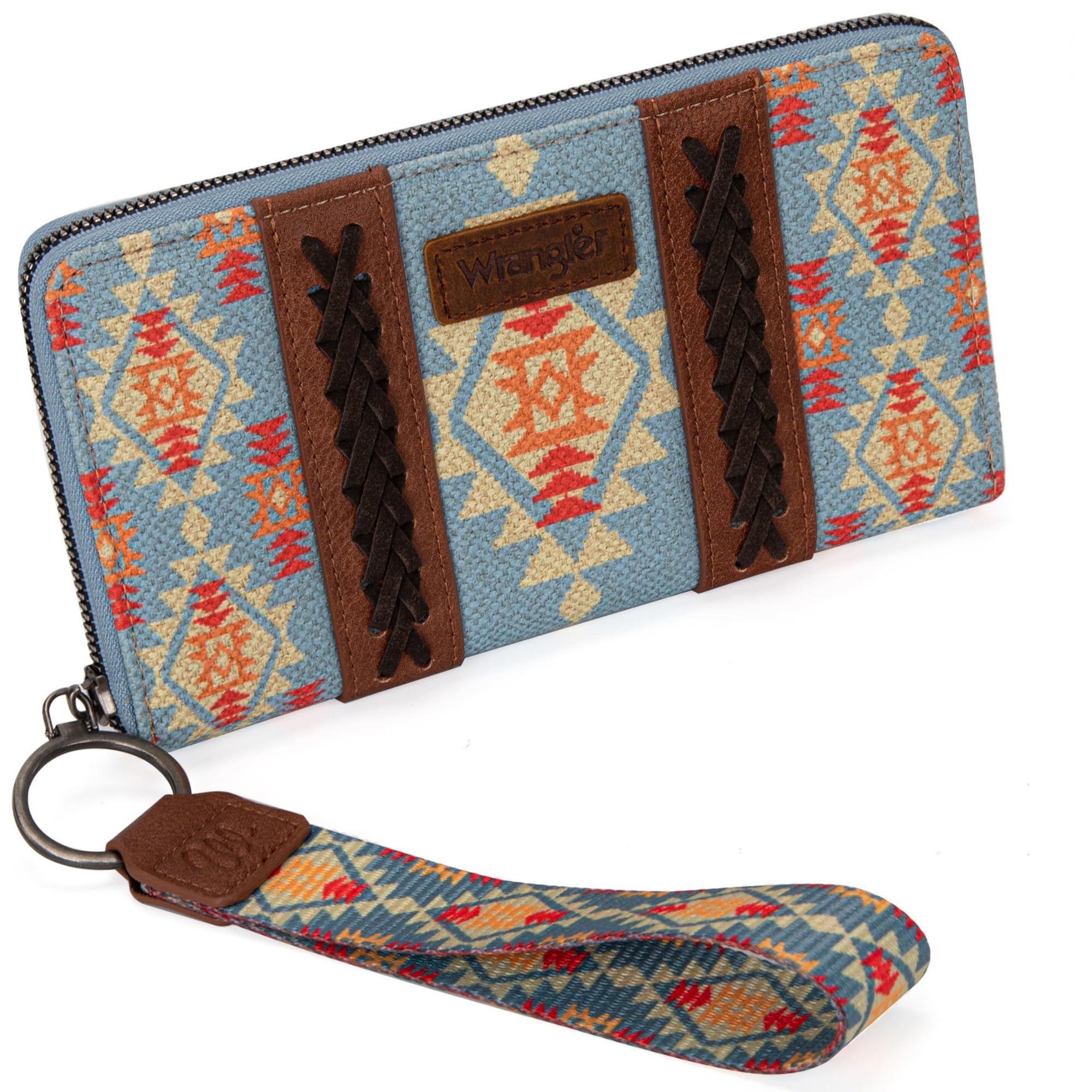 Wrangler Wallet Purse for Women Western Aztec Clutch Wristlet Wallet with Credit Card Holder
