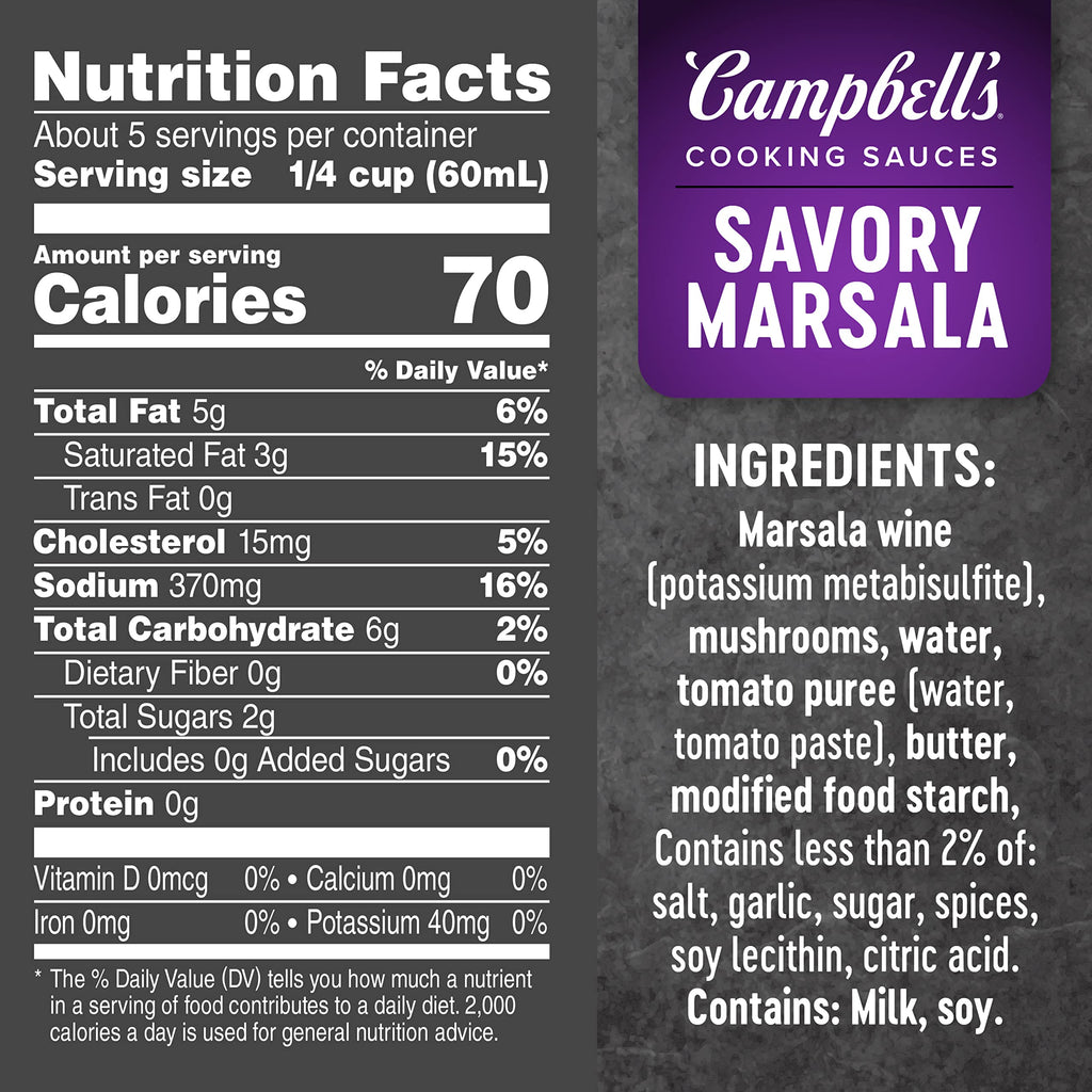 Campbell's Cooking Sauces, Savory Marsala, 11 Oz Pouch