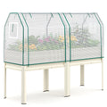 KING BIRD Large Raised Garden Bed with Netting Galvanized Elevated Planter Box with Legs 72×23×55 in for Backyard, Patio, Balcony, 700lb Capacity, Beige