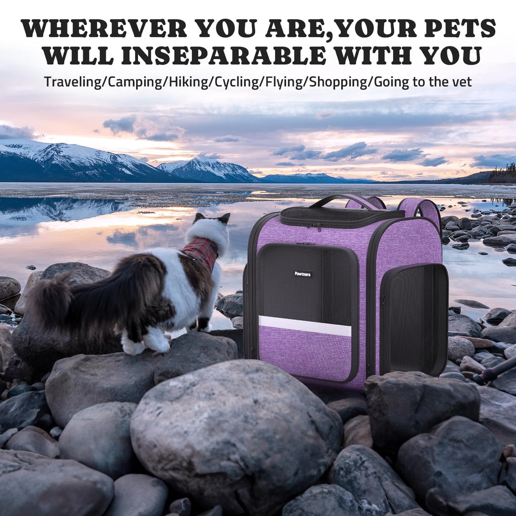Cat Carrier Backpack with Detachable Play Tunnel, 2 in 1 Cat Tunnel Backpack Suitable for Carrying & Playing, Expandable Pet Carrier for Small Medium Kitten Puppy, Suitable for Travel Hiking Camping