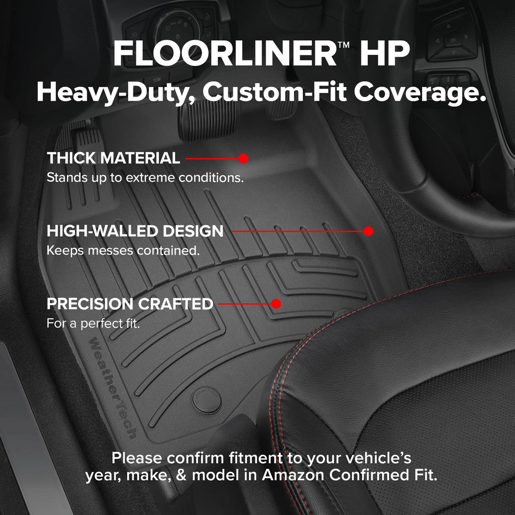 WeatherTech FloorLiner HP Custom Fit Floor Mats for Chevrolet Silverado 2500HD/3500HD, Silverado 1500 LTD, Sierra 1500 Limited - 1st & 2nd Row (441436-1-2IM), Black