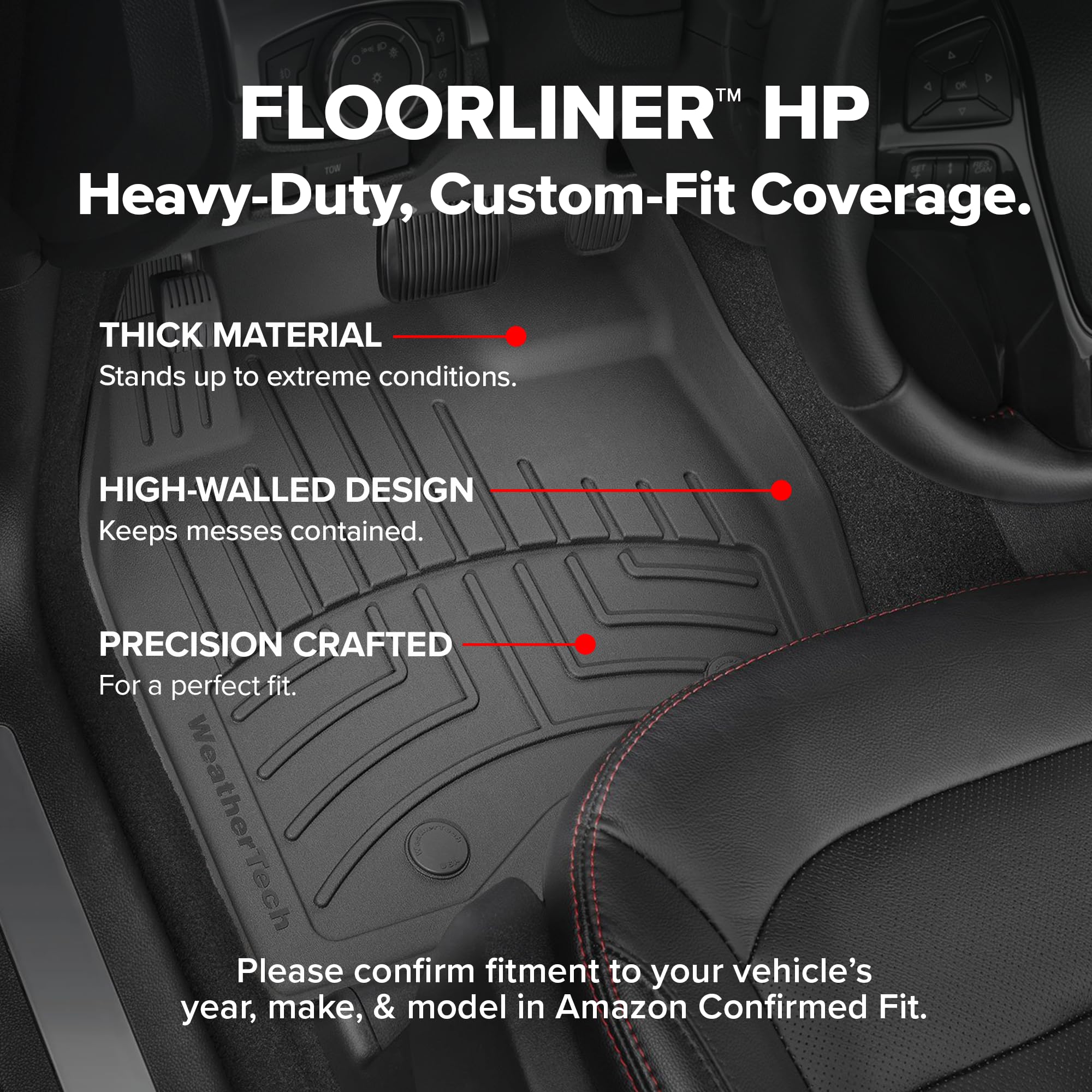 WeatherTech FloorLiner HP Custom Fit Floor Mats for Chevrolet Silverado 2500HD/3500HD, Silverado 1500 LTD, Sierra 1500 Limited - 1st & 2nd Row (441436-1-2IM), Black