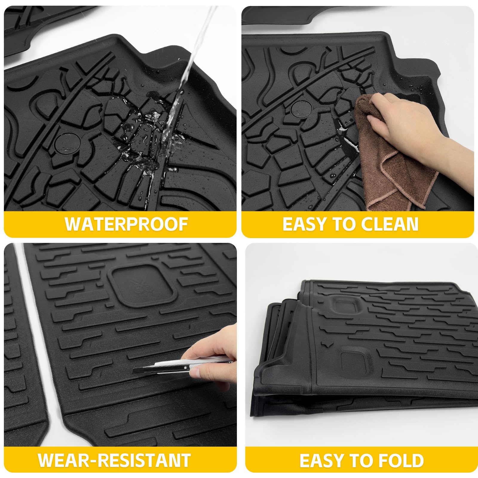 Cargo Mats for 2018-2025 Jeep Wrangler JL Unlimited 4X4 Trunk Mat with Backrest Liner, All Weather TPE Protector Rear Back Seat Mats for 18-25 Wrangler JL 4X4 4 Door Accessories