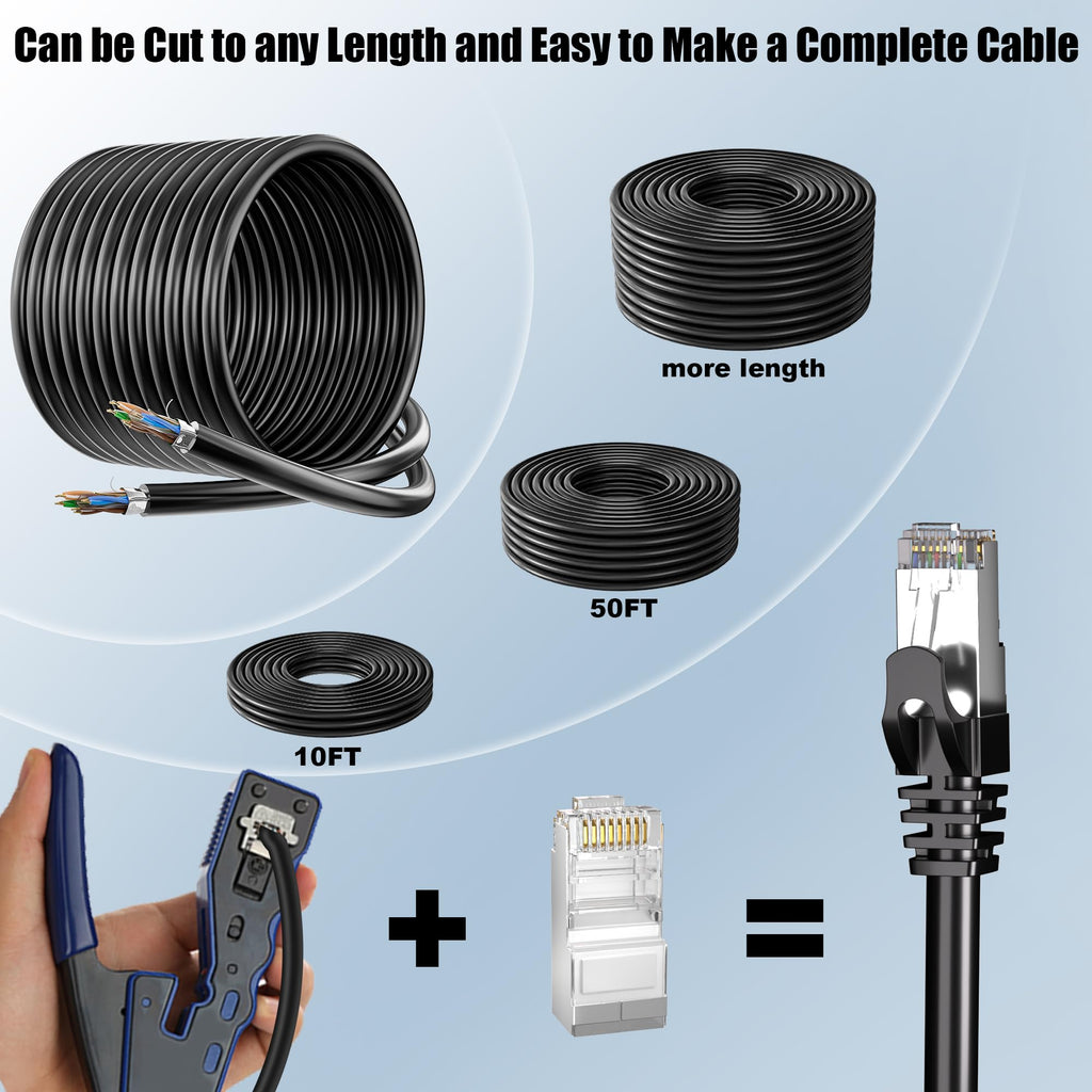 MEIPEK Cat 6 Shielded Ethernet Cable 10ft, Outdoor&Indoor Cat 6 Patch Cable, Heavy Duty 23AWG, High Speed, Weatherproof, UV Resistant Cat6 RJ45 LAN Network Cables for Gaming, Modem