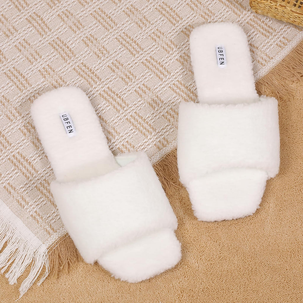 UBFEN Womens Mens Slippers Memory Foam Comfort Fuzzy Plush Lining Slip On House Shoes