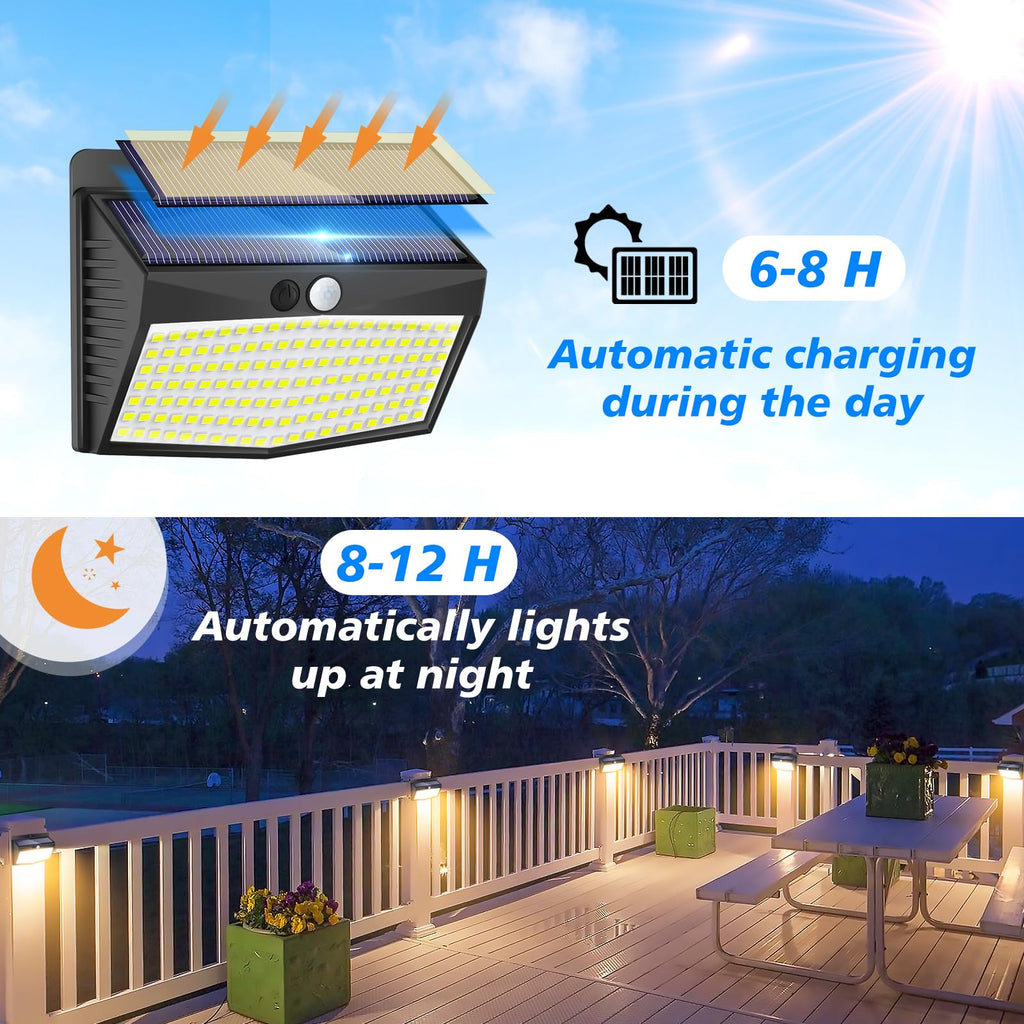 Peasur 1 Pack Solar Motion Lights Outdoor, Solar Security Light with 3 Modes, IP65 Waterproof Flood Lights Outside for Camping Garden Patio Garage Backyard, Brown Warm
