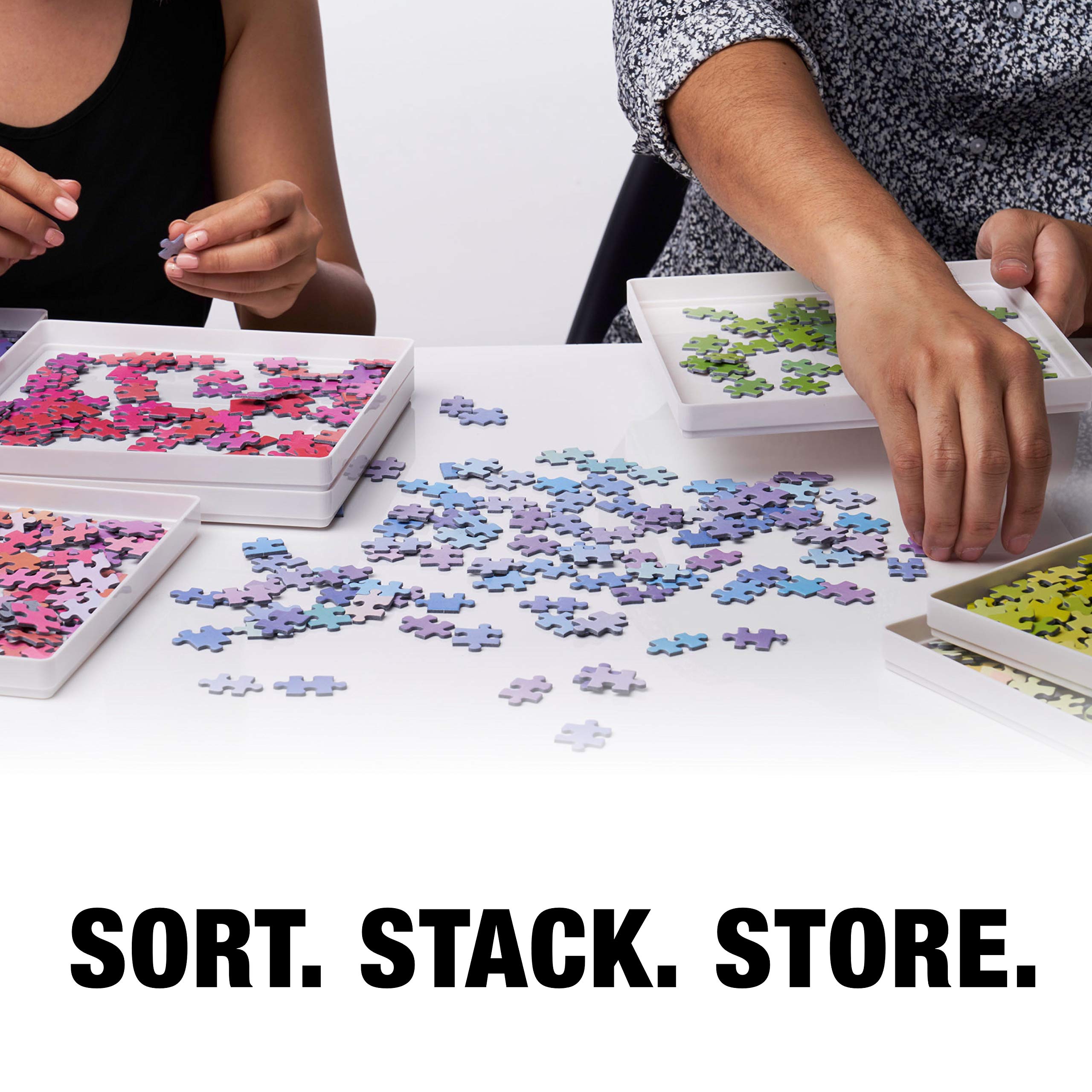 8 Puzzle Sorting Trays with Lid 8" x 8" - Jigsaw Puzzle Accessories Black Background Makes Pieces Stand Out to Better Sort Patterns, Shapes and Colors | for Puzzles Up to 1500 Pieces