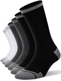 FITRELL 6 Pack Men's Athletic Moisture Wicking Crew Socks Cushioned Sport Running Work Boot Socks Size 9-12/12-15