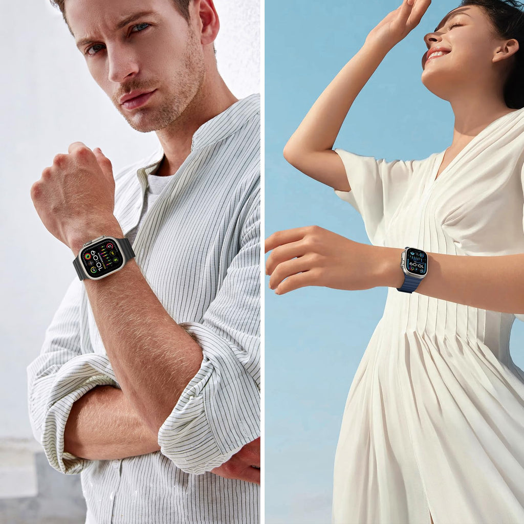 Bisikor Compatible with Apple Watch Band 49 46 45 44 42 41 40 38mm, Double Sided Wearable Silicone Magnetic Strap for iWatch Ultra SE Series 11 10 9 8 7 6 5 4 3 2 1 (38/40/41/42, Beige/Gray)