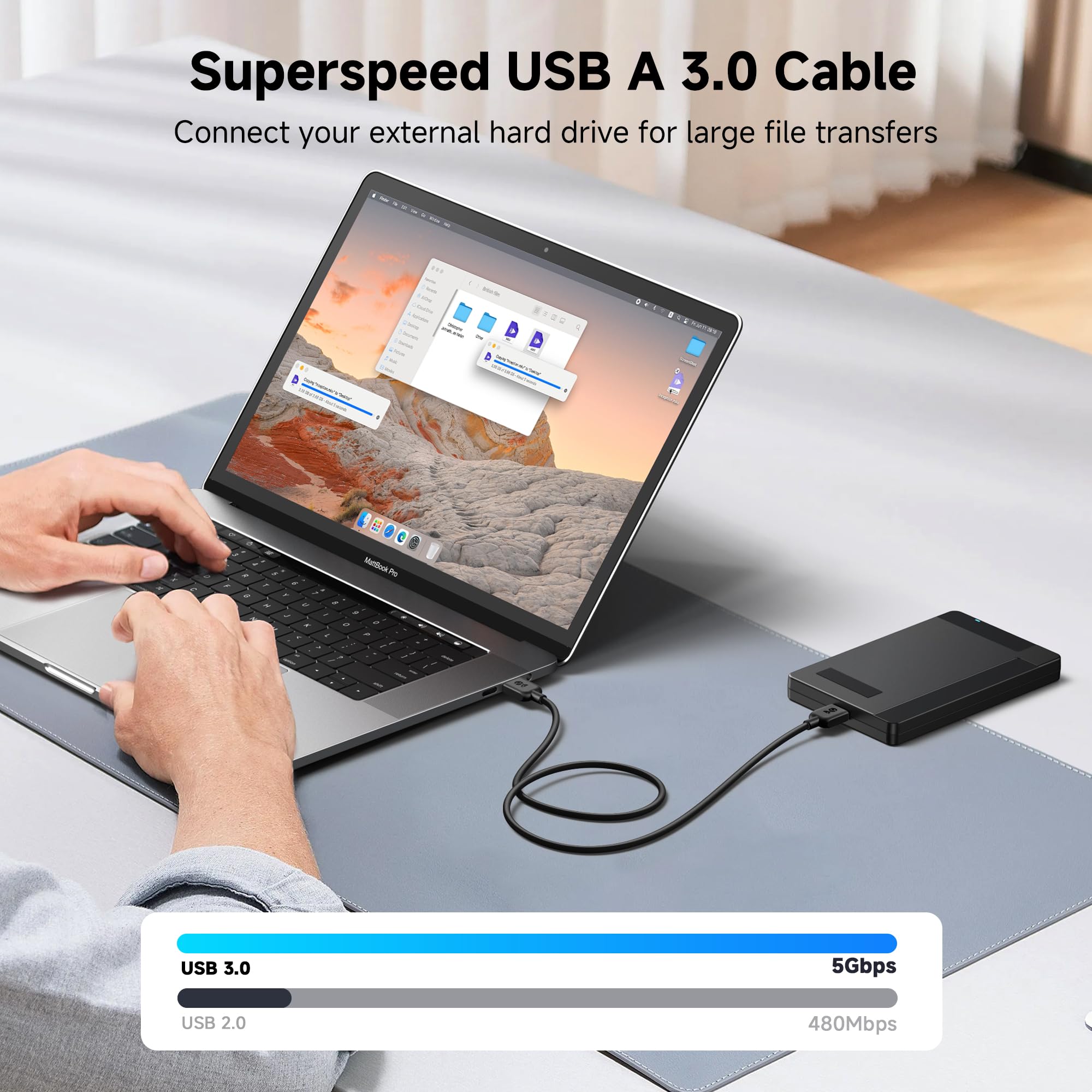 Cable Matters 5Gbps Short USB 3.0 Cable - 3ft, Male to Male USBA to USBA Cable, USB Cord, Black