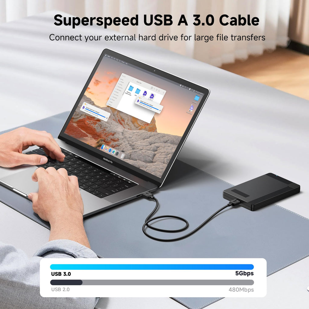 Cable Matters 5Gbps Short USB 3.0 Cable - 3ft, Male to Male USBA to USBA Cable, USB Cord, Black