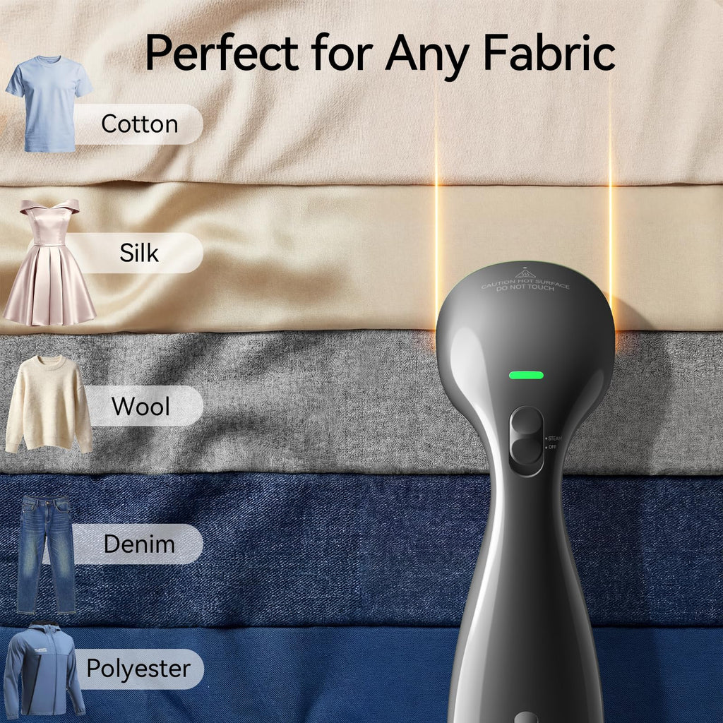 HiLIFE Steamer for Clothes, Portable Handheld Design, 240ml Big Capacity, 700W, Strong Penetrating Steam, Removes Wrinkle, for Home, Office and Travel(ONLY FOR 120V) (Olive Green)