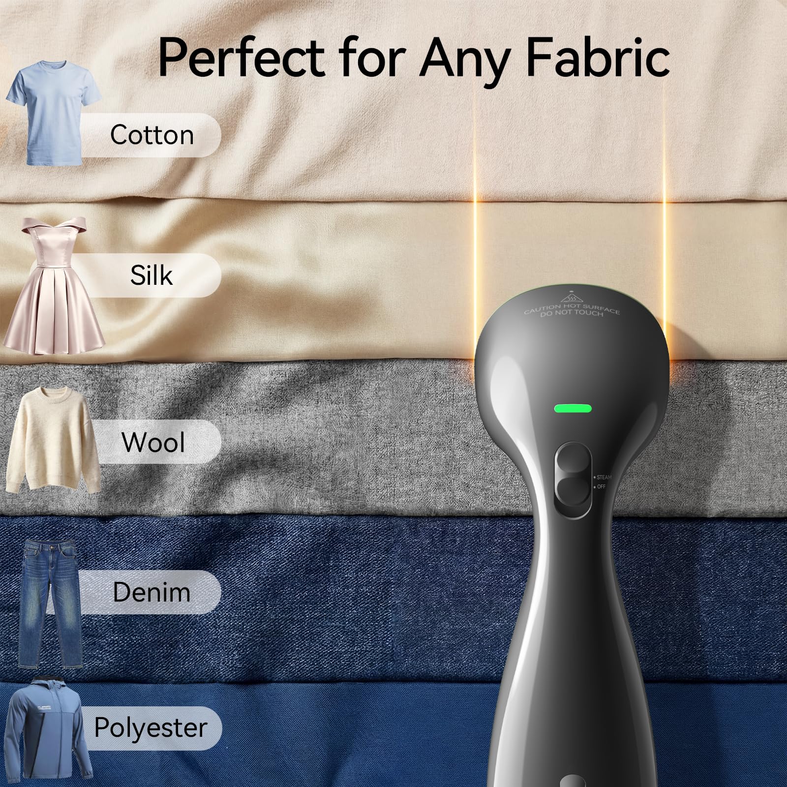 HiLIFE Steamer for Clothes, Portable Handheld Design, 240ml Big Capacity, 700W, Strong Penetrating Steam, Removes Wrinkle, for Home, Office and Travel(ONLY FOR 120V) (Olive Green)
