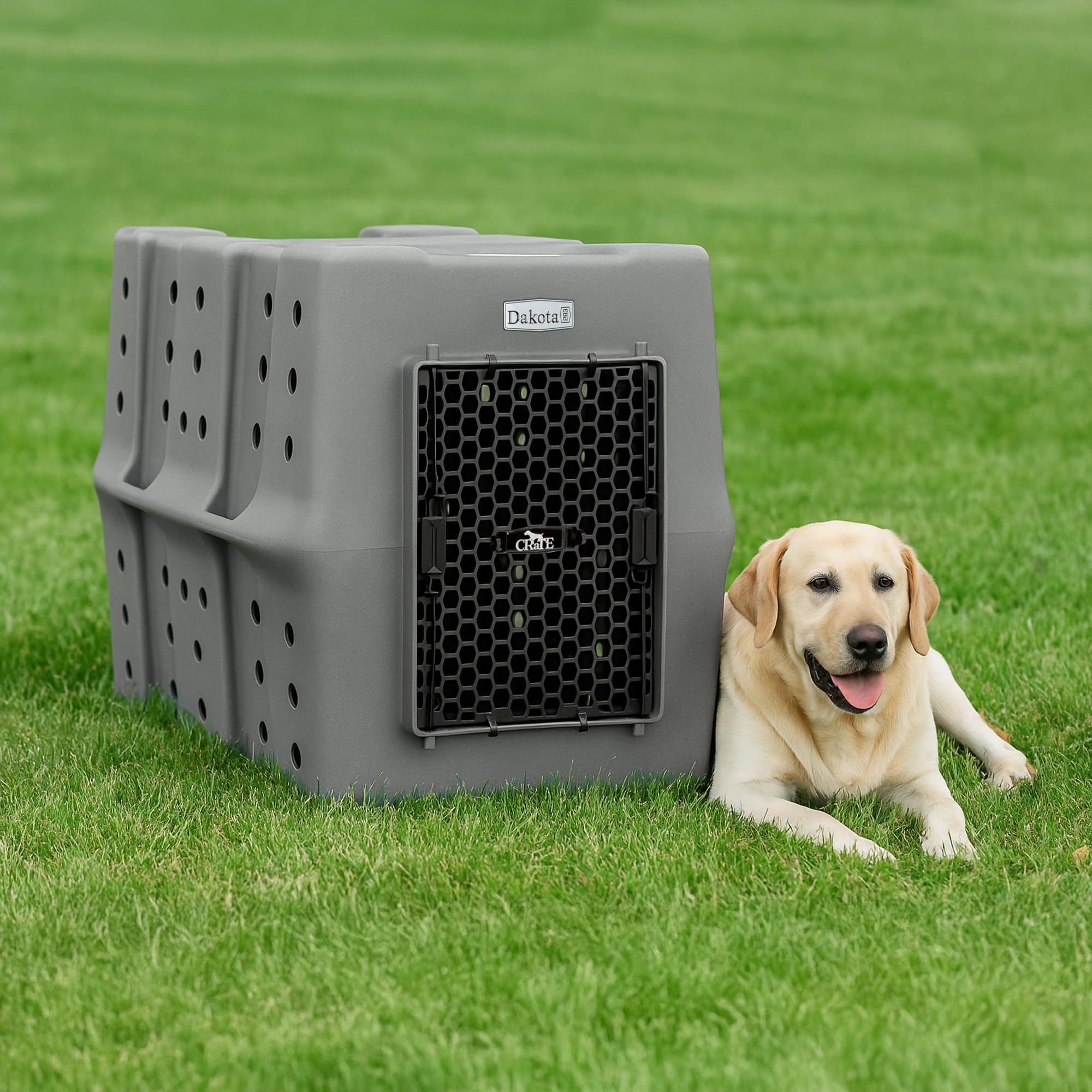 Dakota 283 Canine Rough and Tough Economy Dog Crate w/ Removable Two-Way Door - Heavy Duty Outdoor Kennel for Medium Breed Dogs (Coyote Granite, Intermediate)
