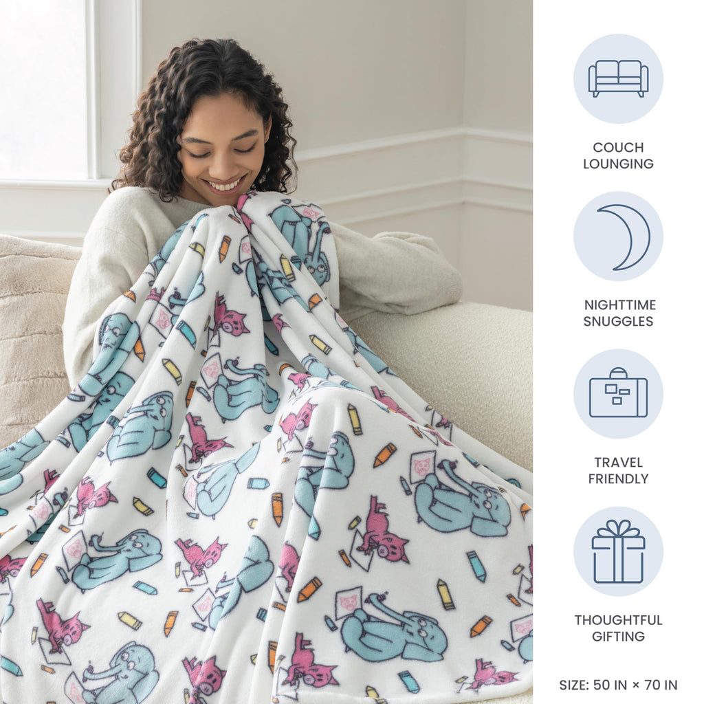 Berkshire Blanket VelvetLoft® Luxury Soft Polyester Throw Blanket, Don’t Let The Pigeon Drive The Bus, 50 x 70in(Official Mo Willems® Product)