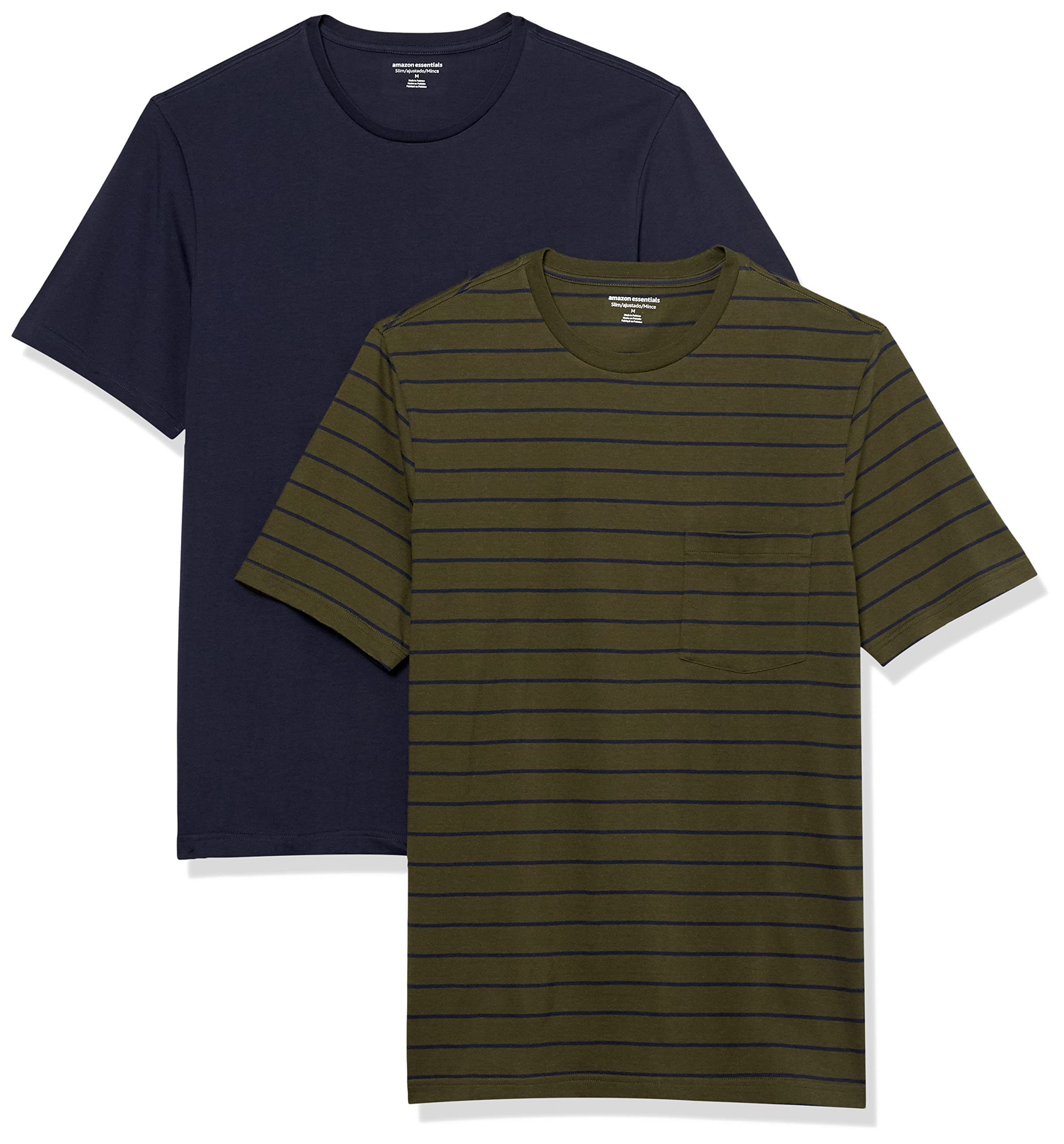 Amazon Essentials Men's Short-Sleeve Crewneck Pocket T-Shirts, Pack of 2