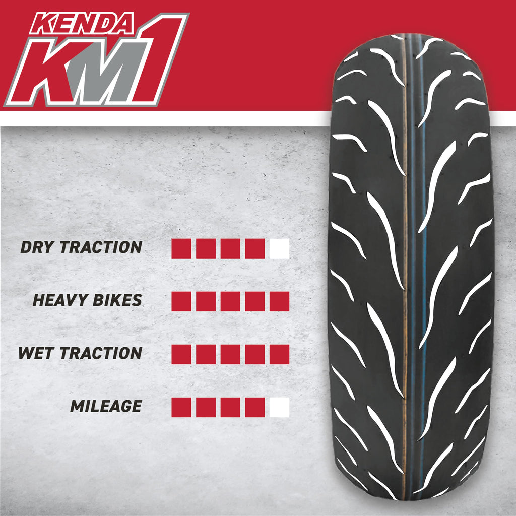 Kenda KM1 (KM001) 110/70R17 Front Tire for Sport Touring Motorcycle 54H - Radial Tire with High-Speed Stability & Excellent Wet Grip w/Keychain (110/70-17)