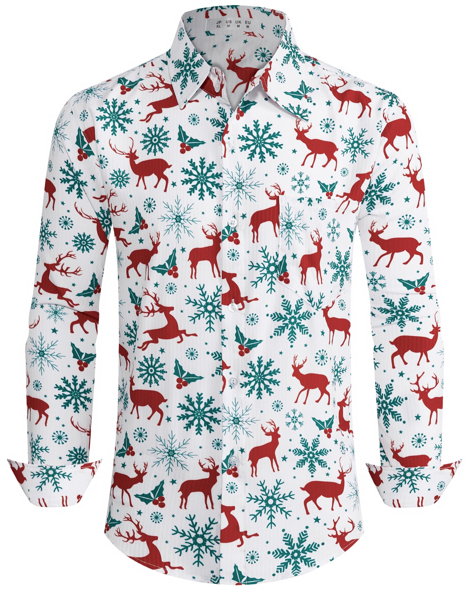 BOJIN Men's Dress Wrinkle-Free Floral Hawaiian Long Sleeve Flower Printed Casual Button Down Shirts with Pocket