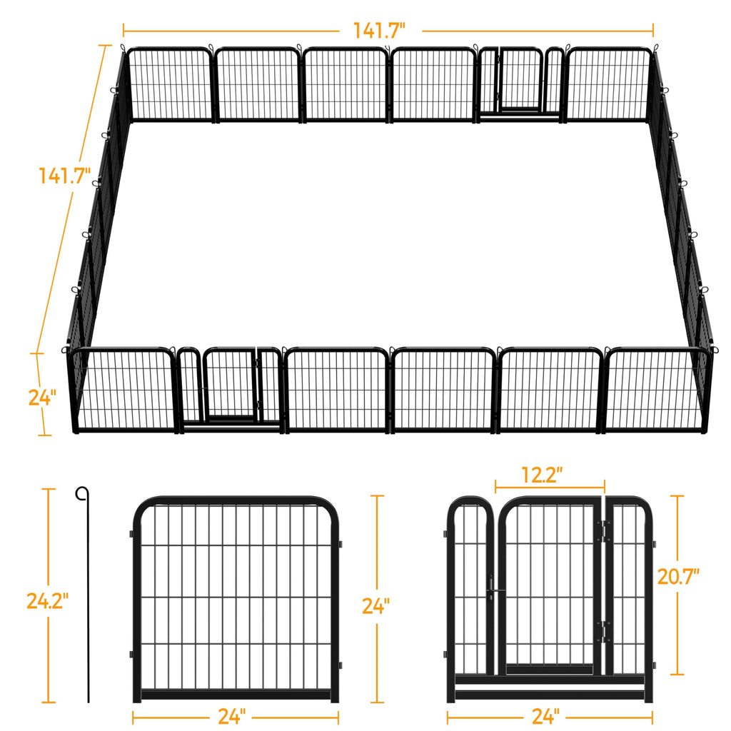 Yaheetech Dog Playpen, 24 inch 2 Panels Dog Pen for Indoor Heavy Duty Puppy Exercise Pen Metal Pet Fence for RV Camping/Yard/Garden