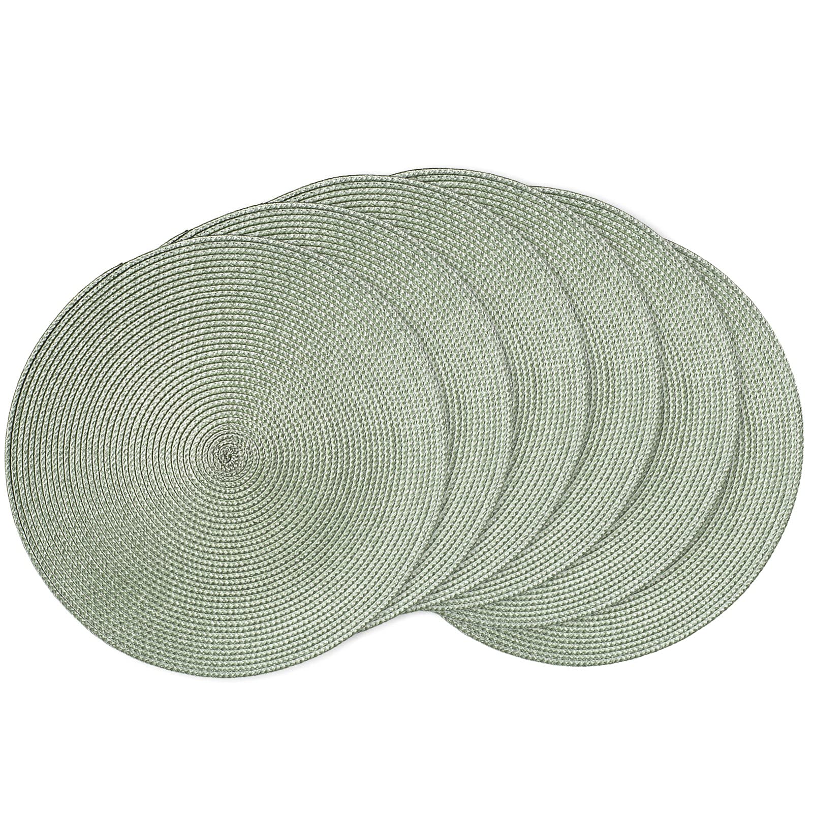 AHHFSMEI Round Placemats Set of 6 Heat Resistant Washable Non-Slip Woven Braided Table Mats for Dining Table Kitchen & Home Decor (Beige)