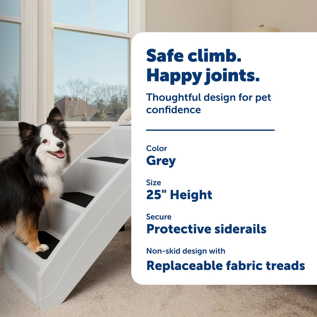 PetSafe CozyUp Folding Dog Stairs, Portable Indoor/Outdoor Pet Steps for Bed, Couch & Car, Grey, 20 Inch