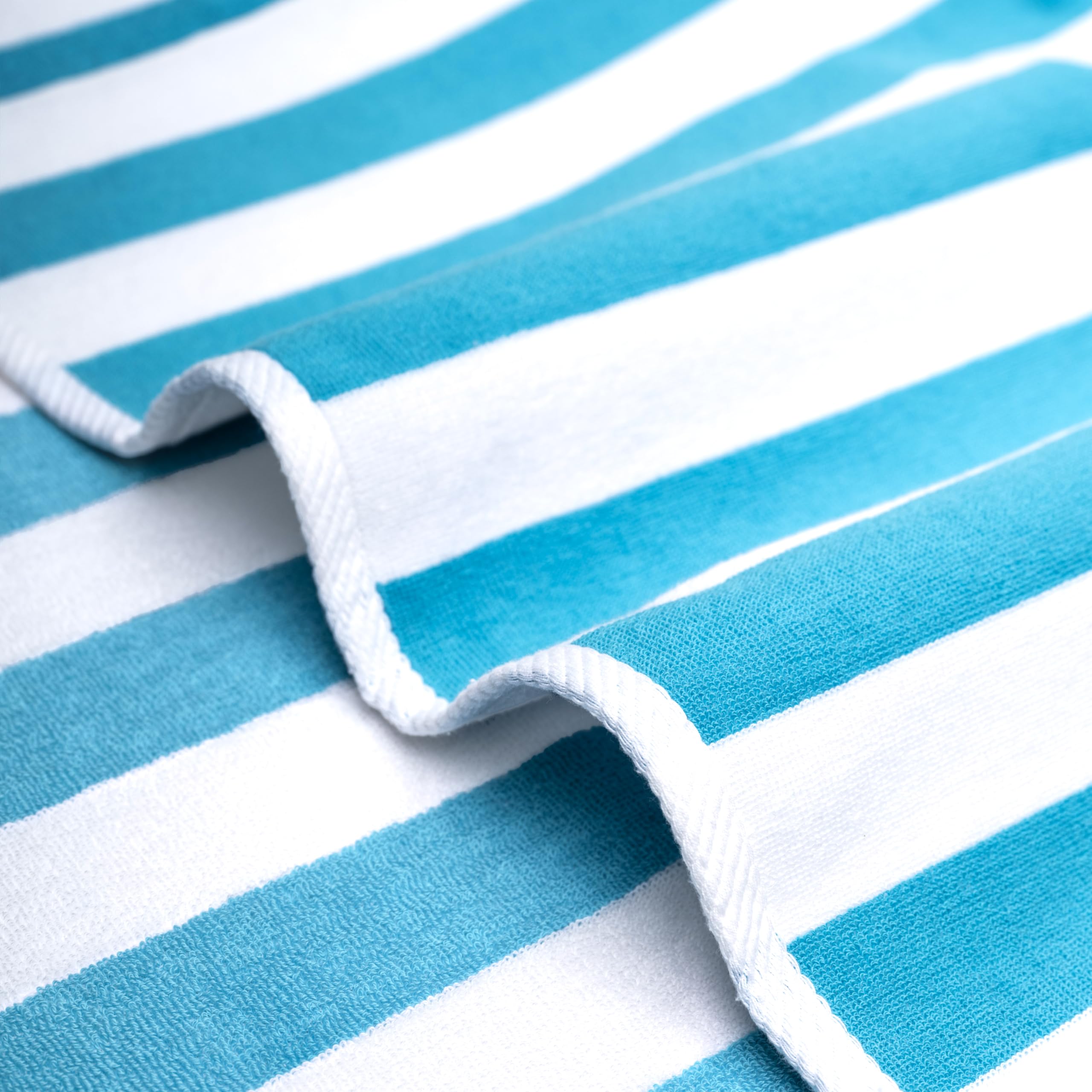 American Soft Linen Cabana Striped Beach Towels, 30x60 inch 4 Piece Oversize Pool Towels, Quick Drying Sand Free Swim Towels, Beige