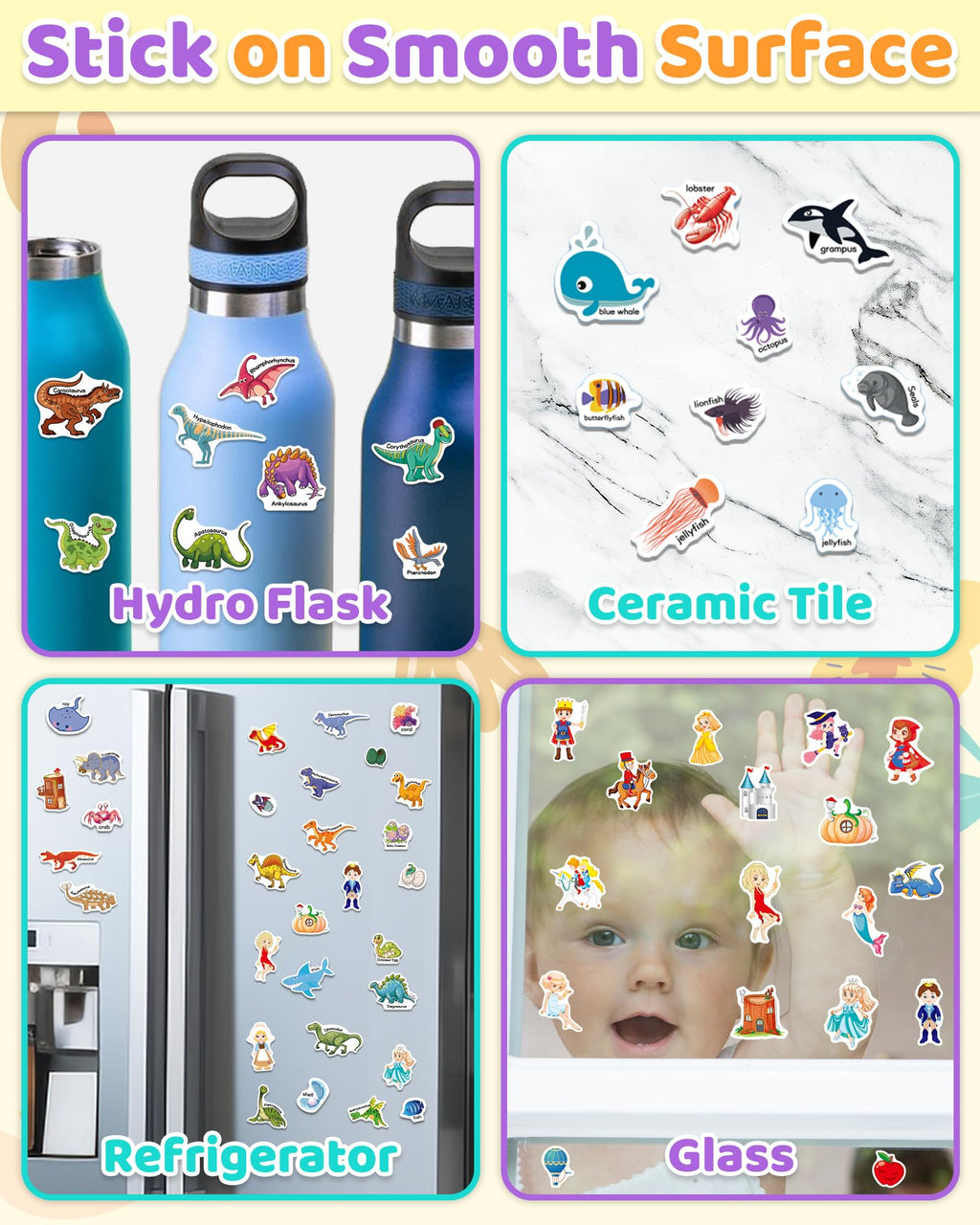 Benresive Reusable Sticker Book for Toddlers, Stickers for Kids, Travel Toys for Arts & Crafts Activities, Birthday Gift for Boys & Girls, Animals Dinosaurs Insects Themes