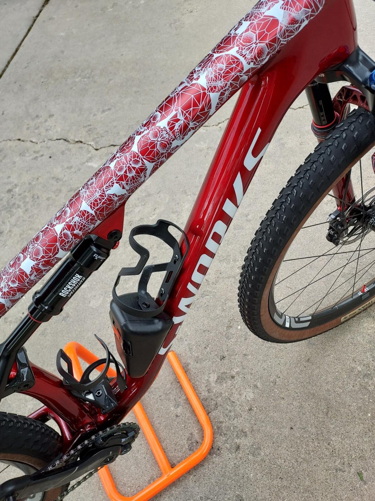 Bike Frame Protection Tape- High Impact Clear Vinyl Wrap Includes Tool (4”x72) Bicycle Frame Protector, Mountain Bike Frame Guard Chainstay Protector (Art Deco)