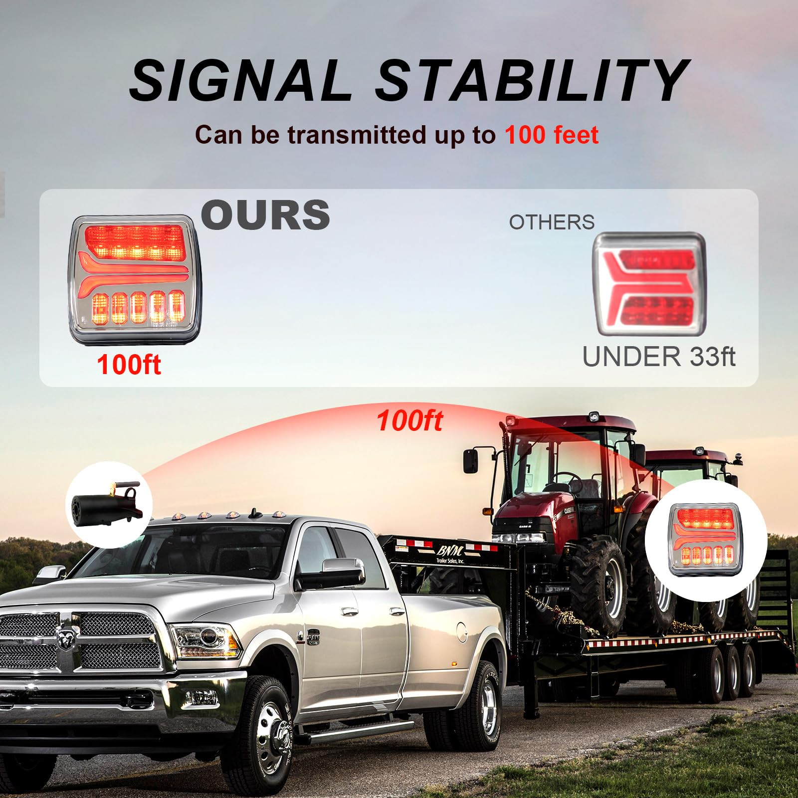 Agrieyes Halo Wireless Trailer Lights, 2 Mounting Options Magnetic Trailer Light for Towing, Portable LED Tow Lights Kit for Trucks, Boat, RV Amber