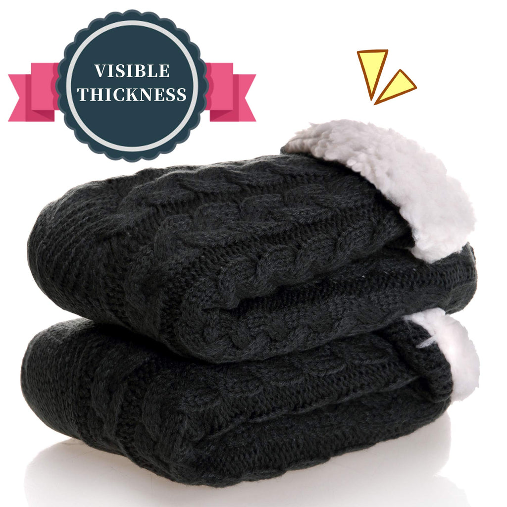 SDBING Women's Winter Super Soft Warm Cozy Fleece Lined Fuzzy Slipper Socks with Grippers