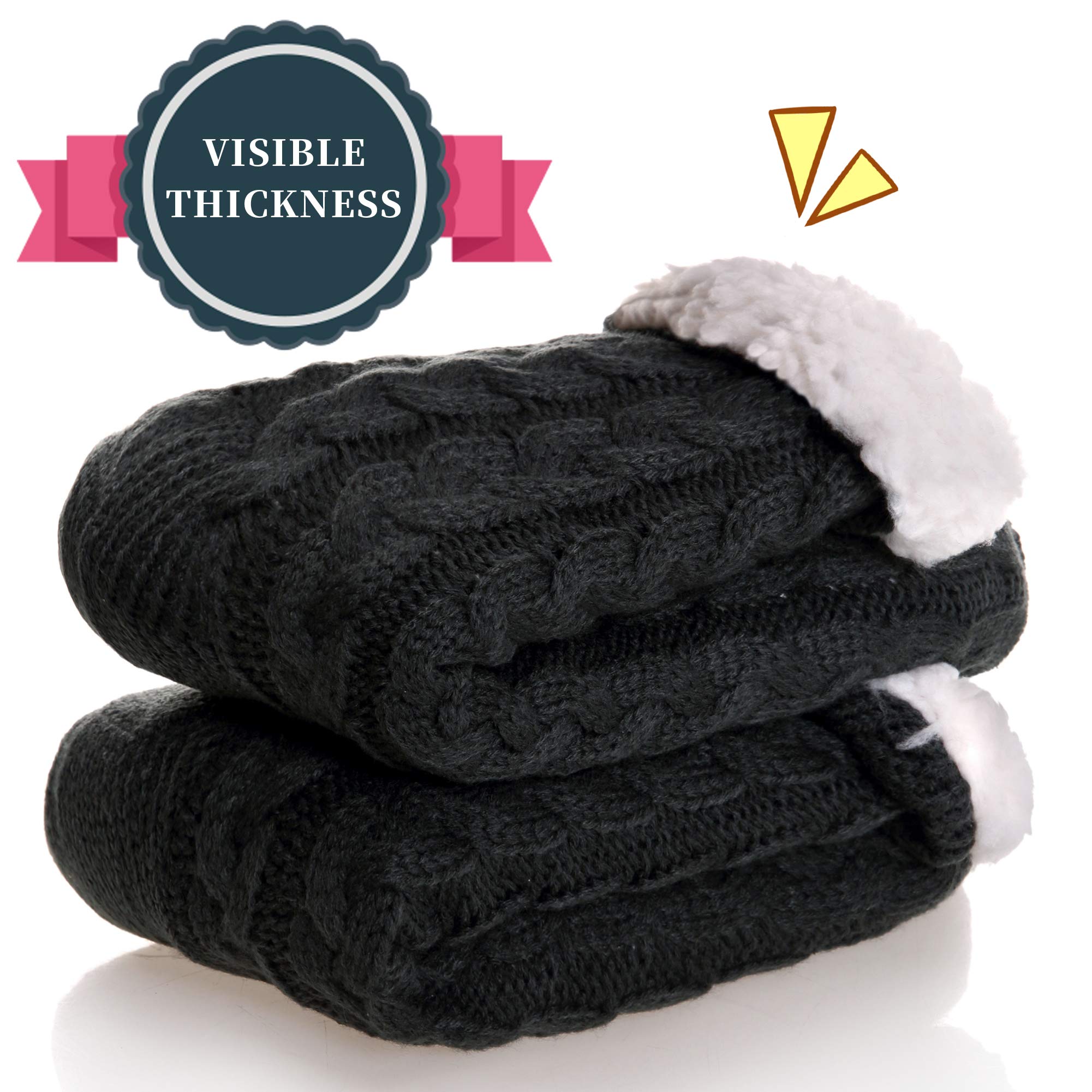SDBING Women's Winter Super Soft Warm Cozy Fleece Lined Fuzzy Slipper Socks with Grippers