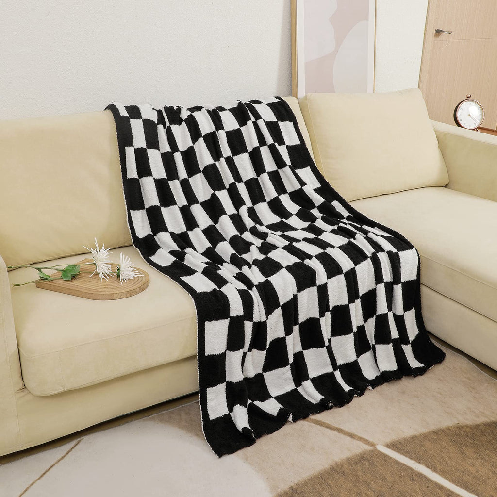 bearberry Fuzzy Checkerboard Grid Throw Blanket Soft Cozy Warm Microfiber All Season Blanket Decor for Couch Sofa Bed Travel Home (Avocado Green, 50''x60'')