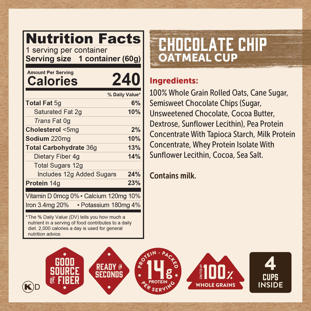 Kodiak Cakes Instant Protein Apple Cinnamon Oatmeal in a Cup, 2.12oz (Pack of 12)