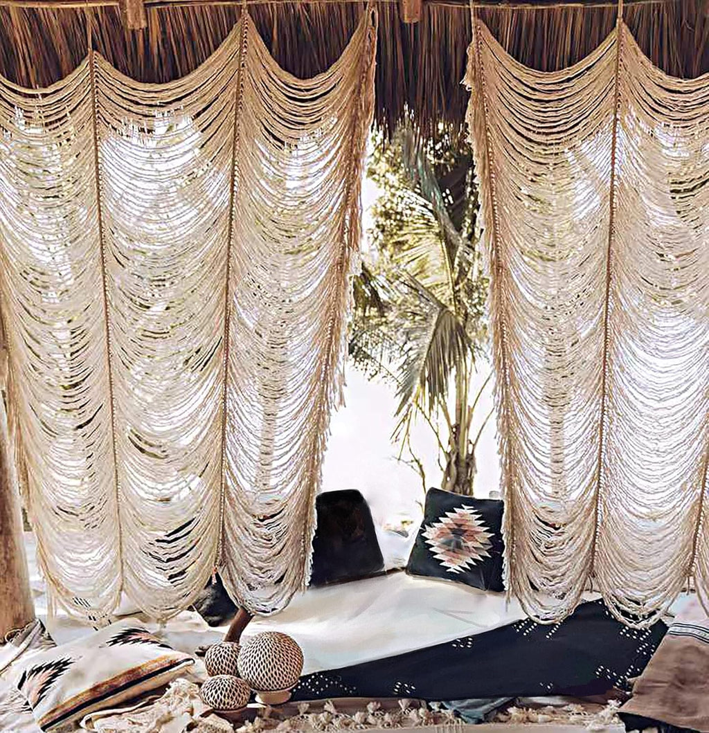 Flber Macrame Curtain Window Macrame Room Divider Doorway Curtain Boho Macrame Wall Hanging Living Room Bedroom Decor 42" W x 75" H