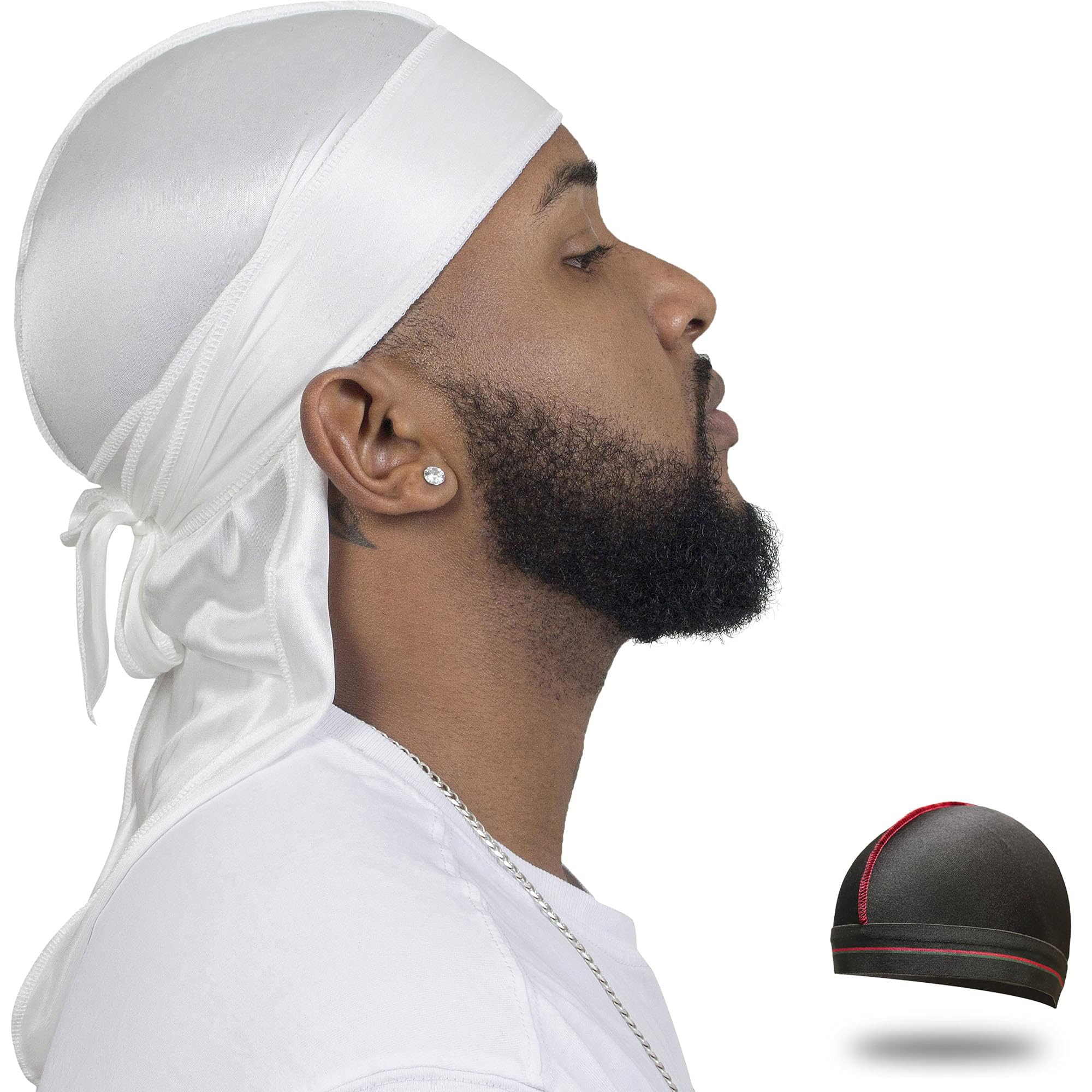 4PCS Silky Durags for Men Women 360 Waves with 1 Wave Cap, Silky Satin Durag Extra Long Tails