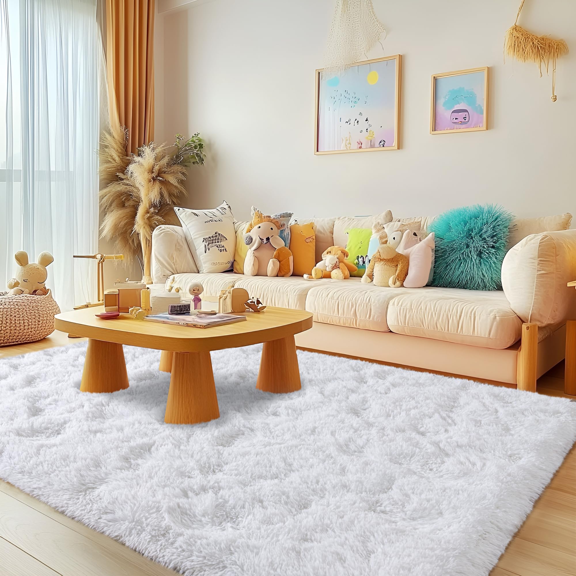 Awaytail Fluffy Rug Washable 2x3 Feet, Pure Black Desk Chair Rug Non-Slip, Super Soft Kids Rug for Boys Nursery Dorm Decor