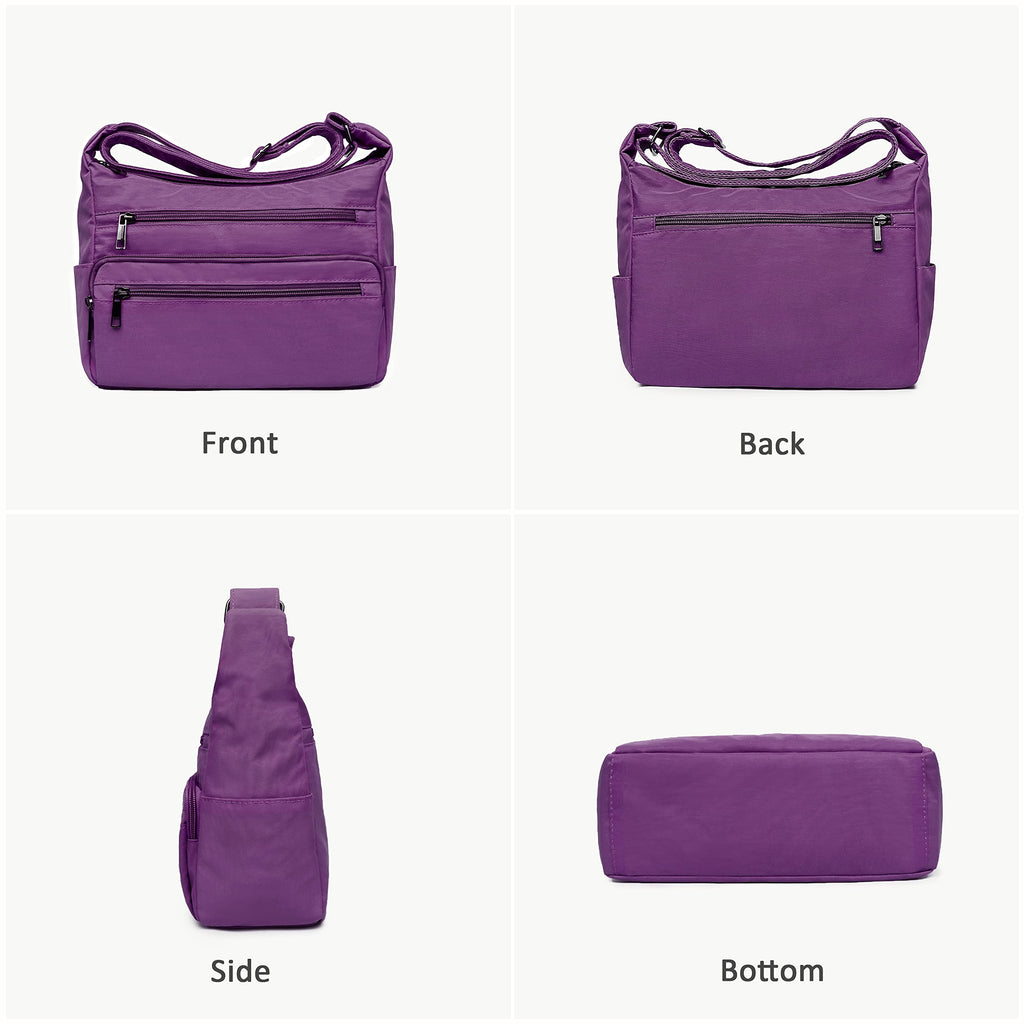 VOLGANIK ROCK RFID Purses for Women Fabric Nylon Multi Pocket Crossbody Bag Ladies Travel Handbag