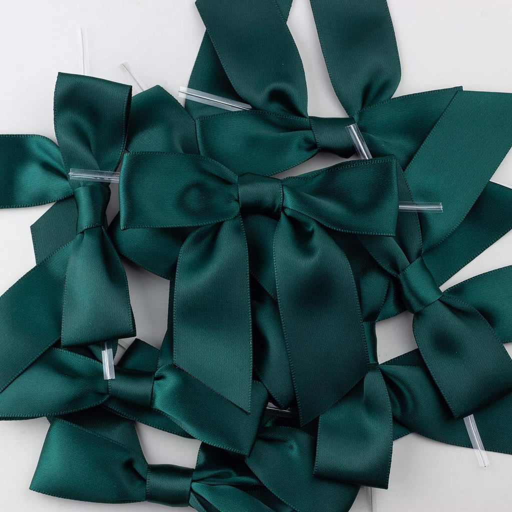 7Rainbows 50pcs Boutique 1.5" Black Satin Ribbon Mini Bows for Craft Sewing Scrapbooking Wedding and Gift Wrapping