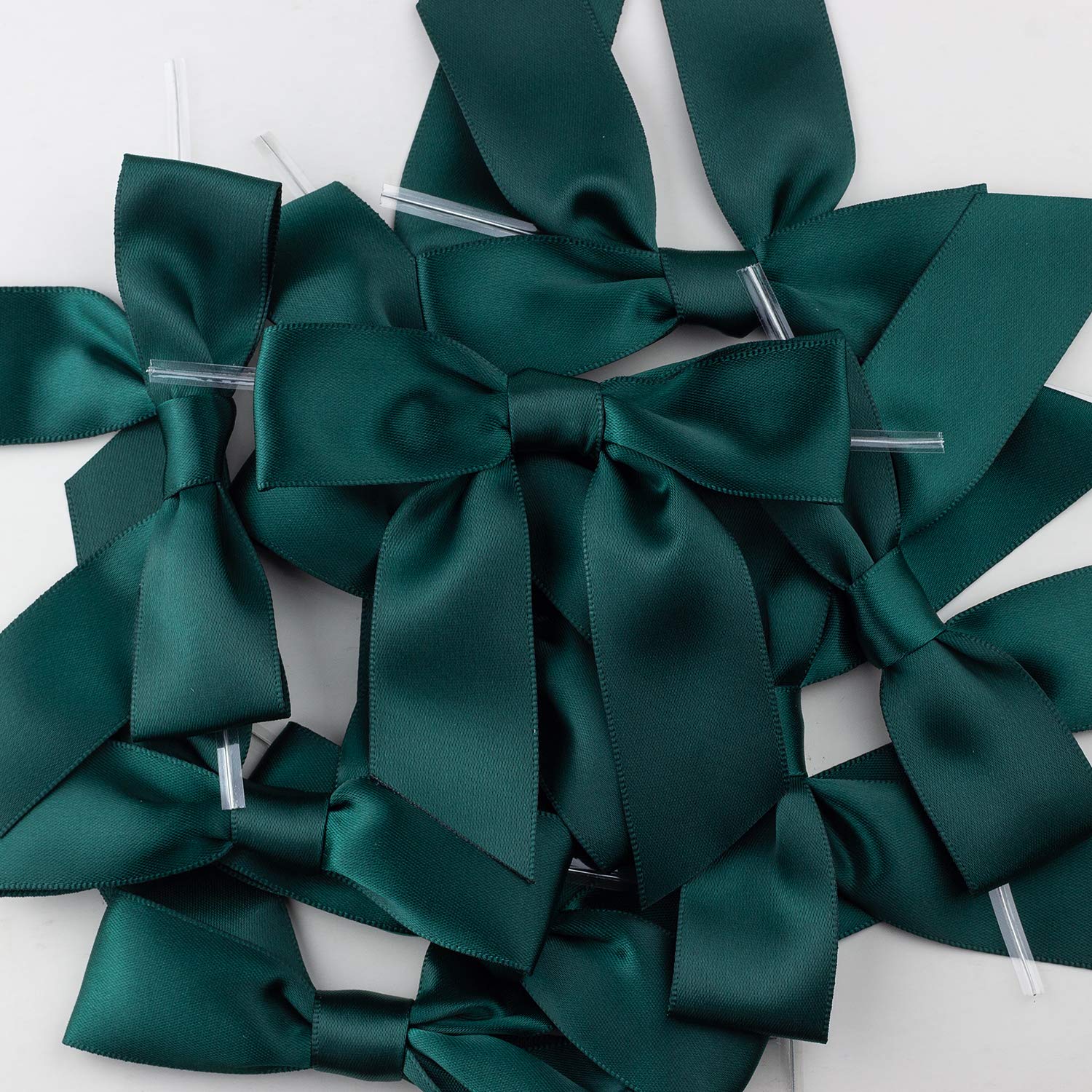 7Rainbows 50pcs Boutique 1.5" Black Satin Ribbon Mini Bows for Craft Sewing Scrapbooking Wedding and Gift Wrapping