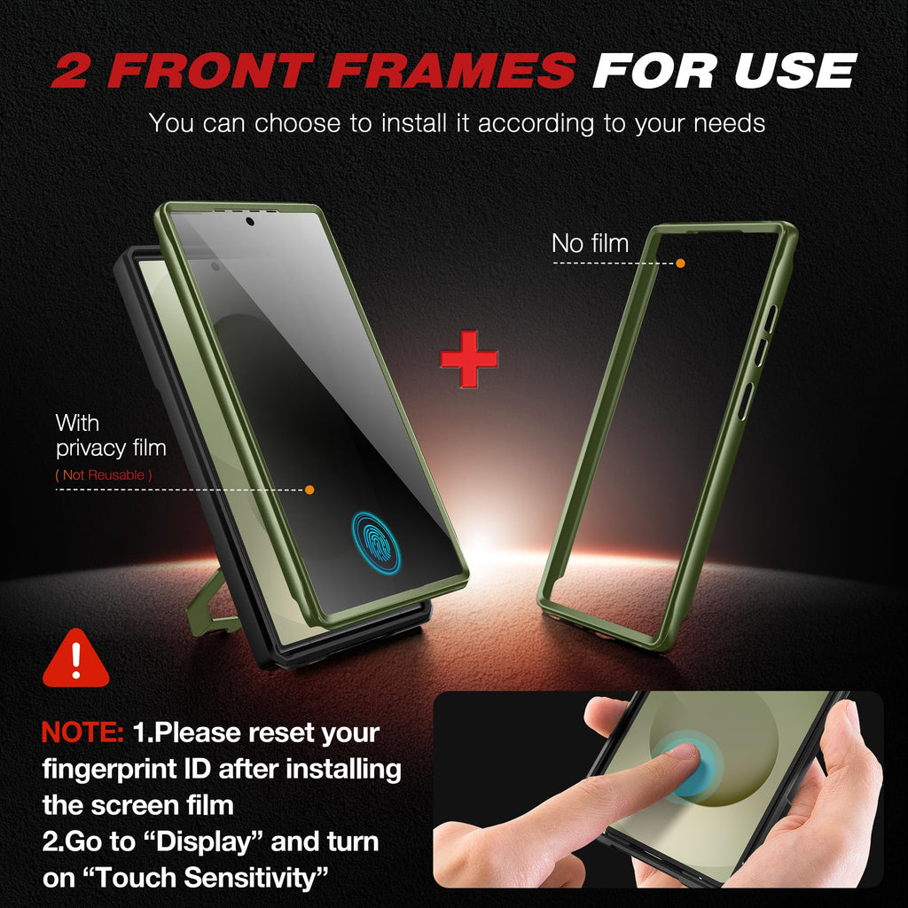 TONGATE Magnetic Stand for Samsung Galaxy S25 Ultra Case with Privacy Screen Protector, [Compatible with Magsafe] [Military Drop Protection] S25 Ultra Case with Camera Cover & Belt Clip, Black 6.9"