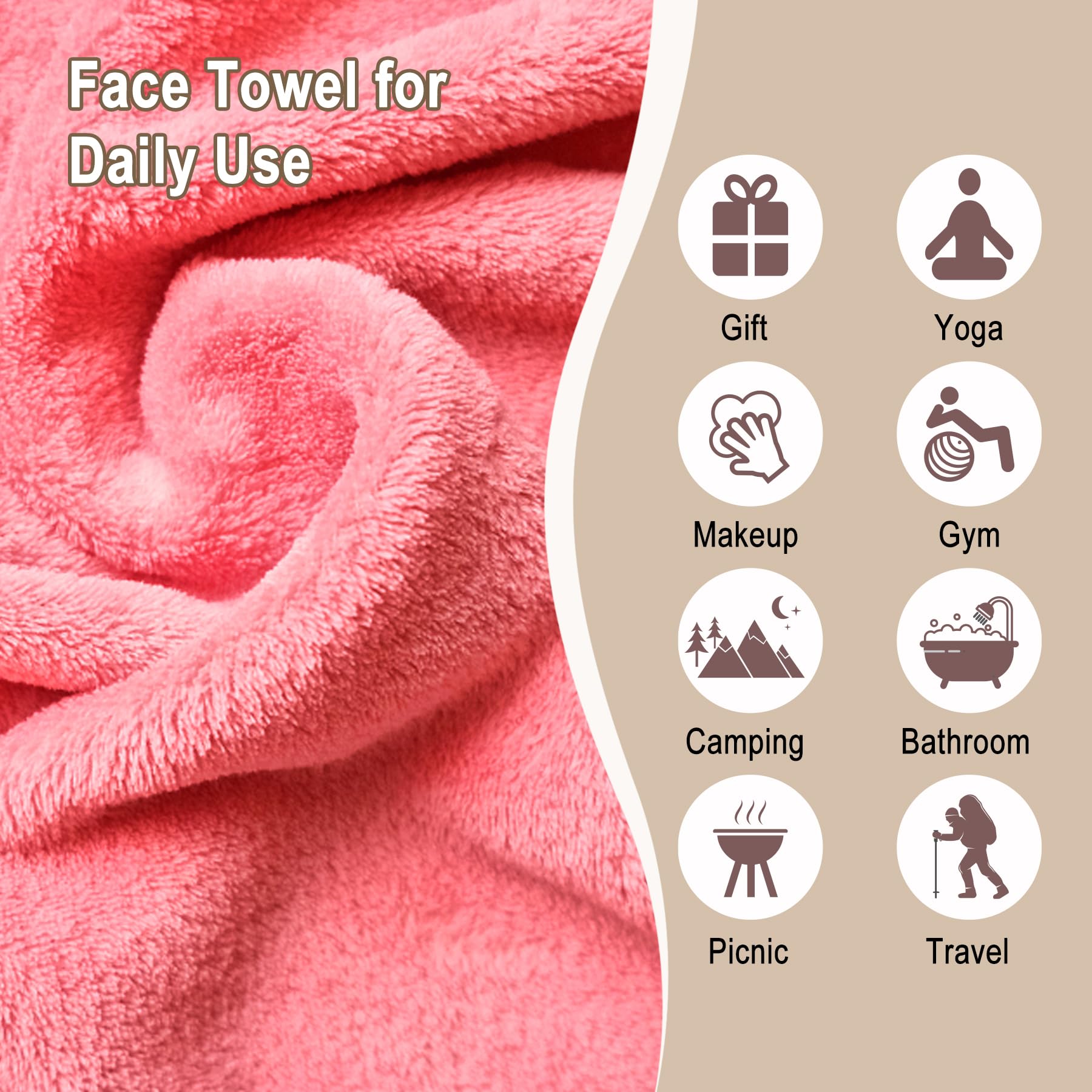 KODAMO Makeup Remover Cloth, Reusable Makeup Remover Pads Washable with Mesh Bag, Microfiber Makeup Removal Face Wash Cloths with Just Water, Gentle Soft, 12 Pack