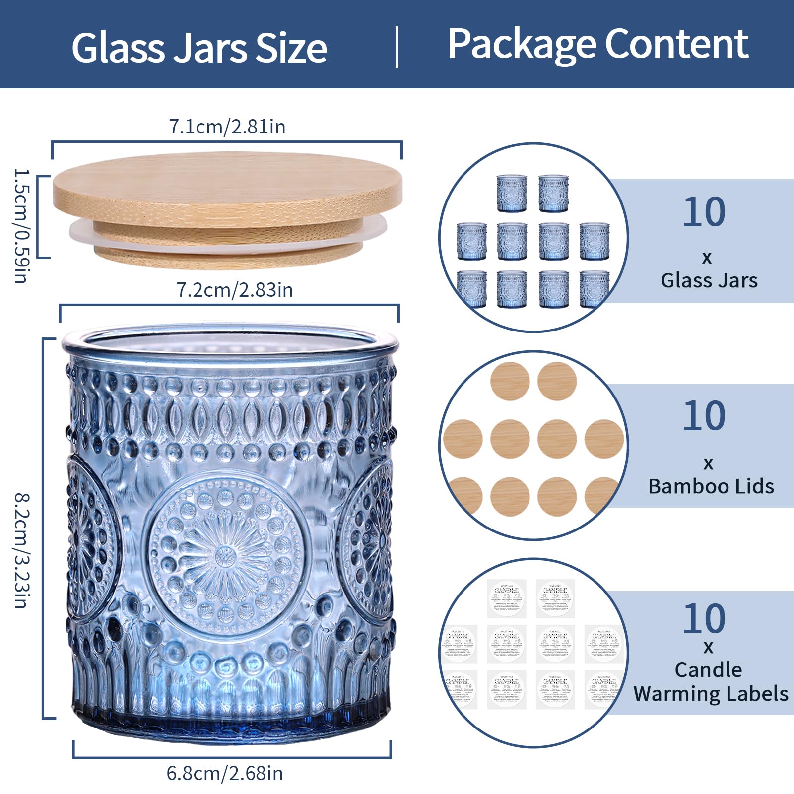 DARJEN 10 Pack Amber Candle Jars for Making Candles- 7.5 OZ Empty Glass Candle Making Jars with Bamboo Lids and Labels, Candle Making Supplies Candle Containers for Home DIY