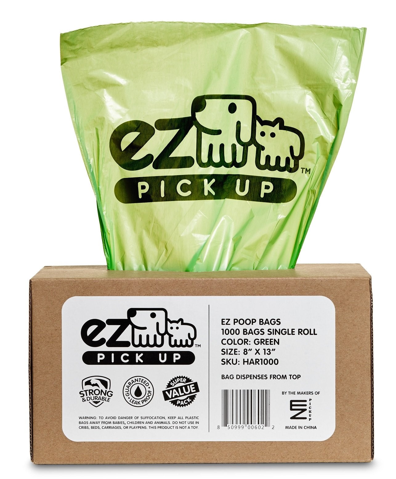 1000 Pet Waste Disposal Dog Poop Bags, EZ Pick Up Bag, Pink (single roll), 9"x12" Large