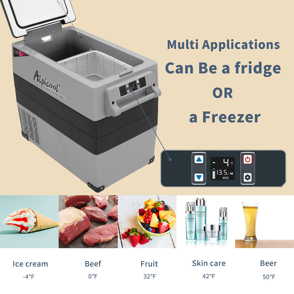 Alpicool NCF35 Portable Fridge Freezer,12 Volt Car Refrigerator, 32 Quart (30.6 Liter) Fast Cooling 12V Car Fridge -4℉~68℉,for Outdoor, Camping, RV, Truck