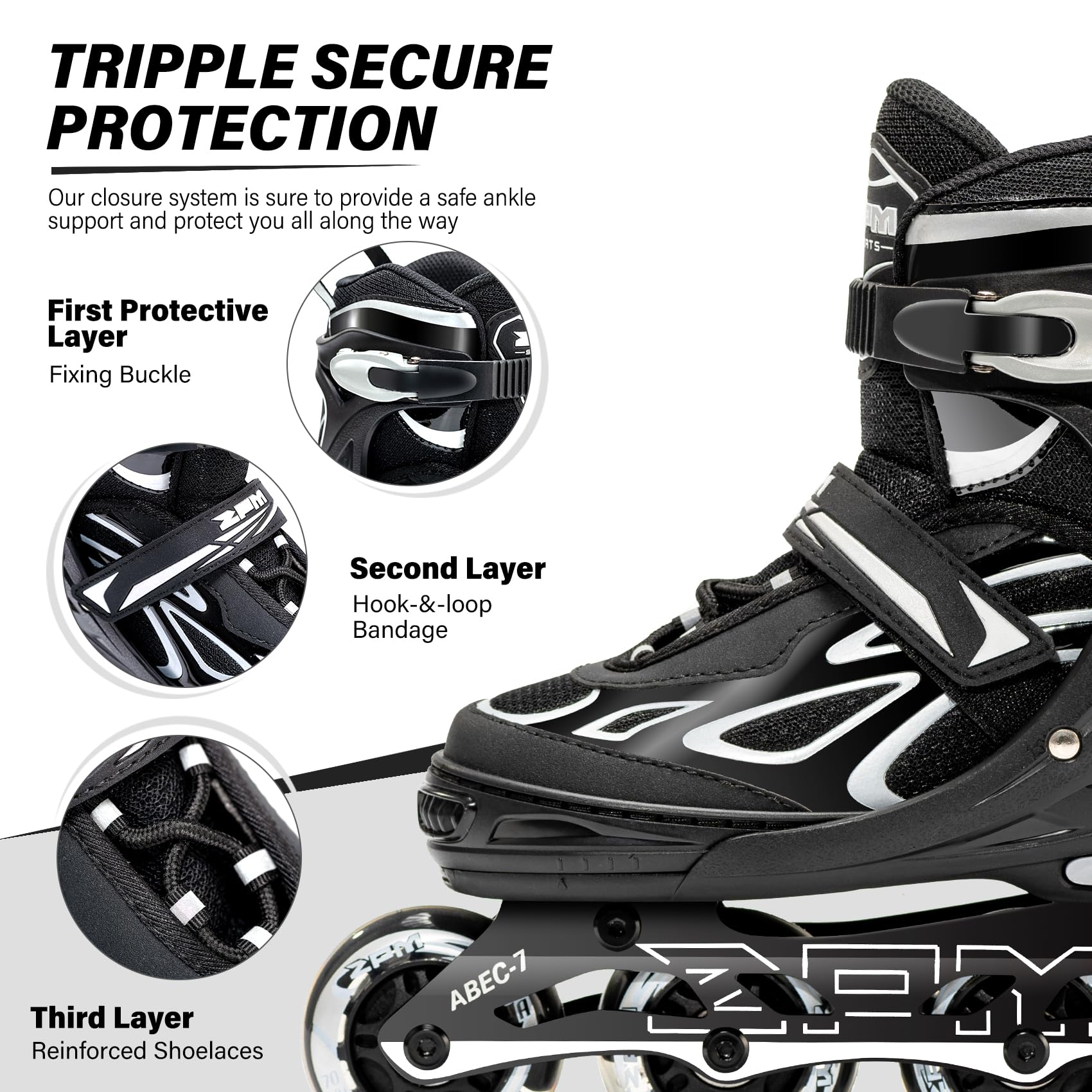 2PM SPORTS Vinal Girls Adjustable Flashing Inline Skates, All Wheels Light Up, Fun Illuminating Skates for Kids Men Adult Women and Boys