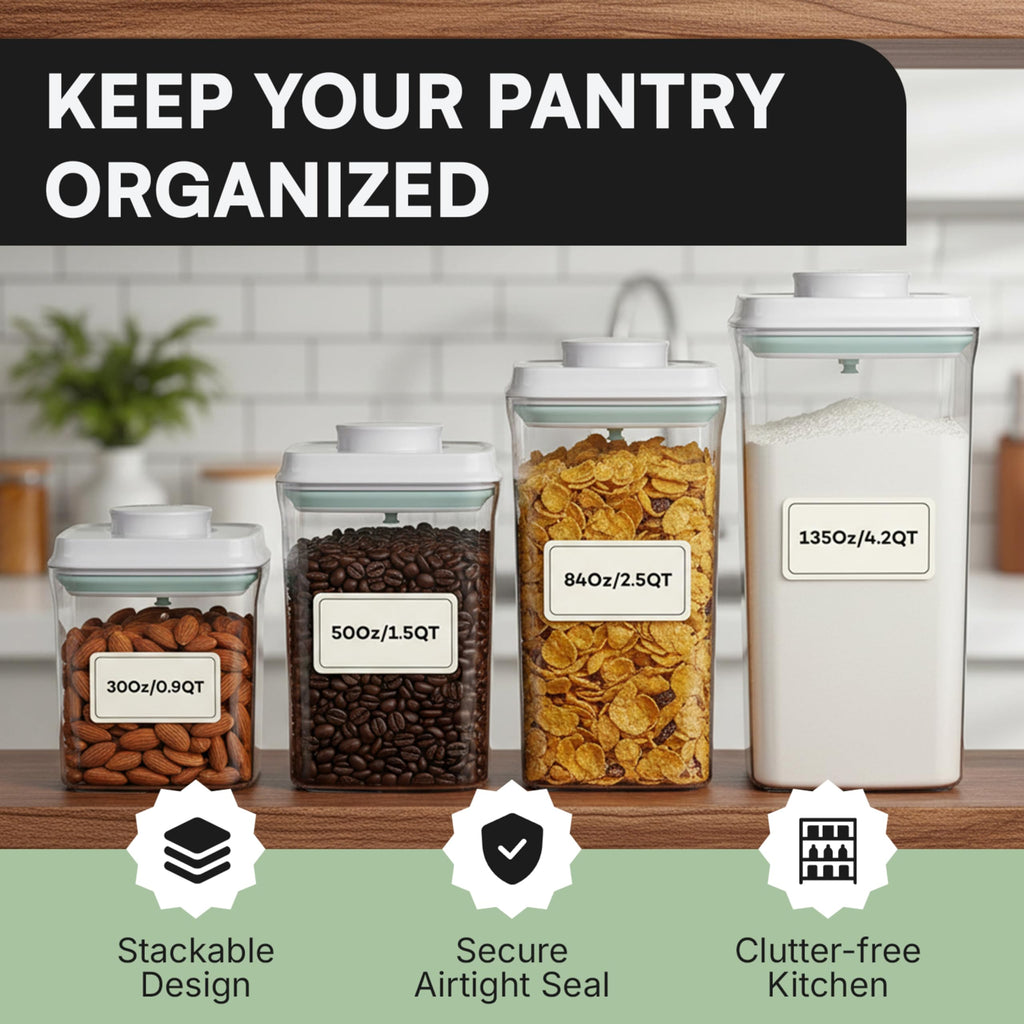 Bop Top Airtight Food Storage Containers with Lid 13.5 Cups / 108 oz | Kitchen Canister Sets | Air Tight Pantry Container | Pop Top Dry Food Storage Containers for Snacks, Sugar, Flour, Baking, Pasta