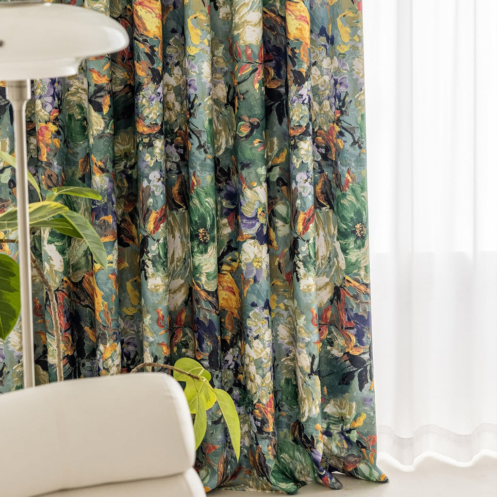 SUOUO Brown Floral Blackout Curtains for Bedroom Patterned Leaf 84 inches Long Room Darkening Window Drapes for Living Room 2 Panels