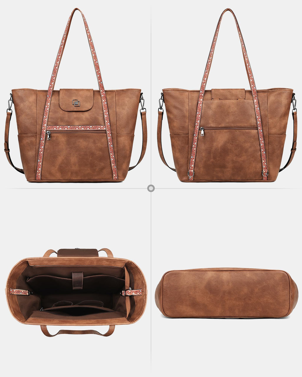 FADEON Large Laptop Tote Bag for Women Designer Leather Laptop Bag Fashion Travel Backpack Purse Shoulder Handbag