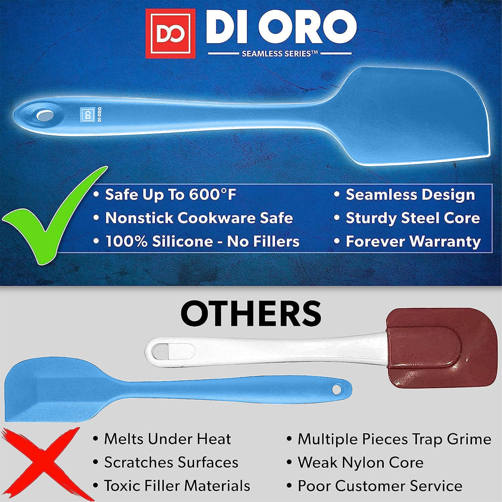 DI ORO Silicone Spatula Set - Rubber Kitchen Spatulas for Baking, Cooking, & Mixing - 600°F Heat-Resistant & BPA Free Silicone Scraper Spatulas for Nonstick Cookware - Dishwasher Safe (5pc, Black)